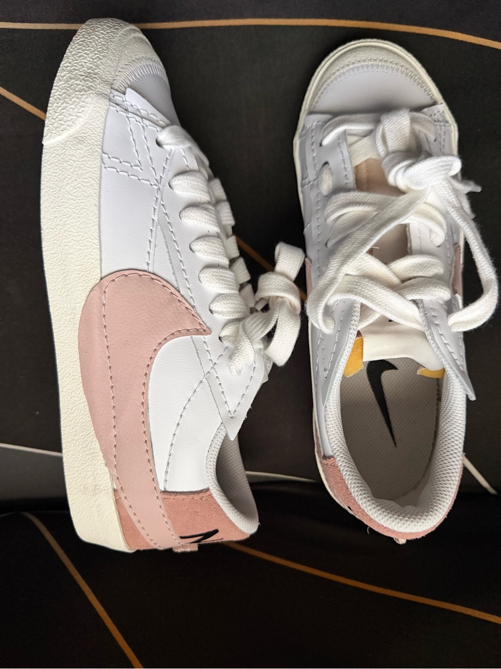 Nike Women’s White Sneakers with Light Pink Swoosh
